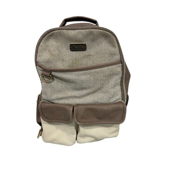 Itzy Ritzy Boss Plus Diaper Bag Vanilla Latte Faux Leather READ